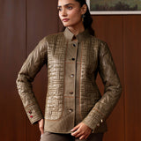 Althea Olive Quilted Panelled Jacket