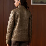 Althea Olive Quilted Panelled Jacket