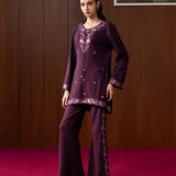 Layla Purple Embroidered Co-ord Set