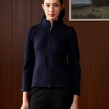 Eli Navy Blue Fur High-neck Jacket