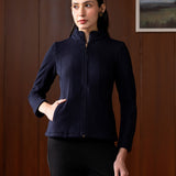 Eli Navy Blue Fur High-neck Jacket