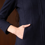 Eli Navy Blue Fur High-neck Jacket