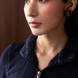 Eli Navy Blue Fur High-neck Jacket