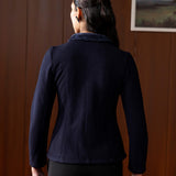 Eli Navy Blue Fur High-neck Jacket