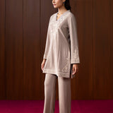 Ahar Beige Embroidered Wool Co-ord Set