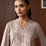 Ahar Beige Embroidered Wool Co-ord Set