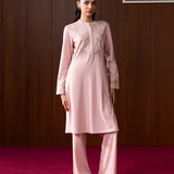 Mehreen Pink Embroidered Wool Co-ord Set