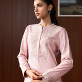 Mehreen Pink Embroidered Wool Co-ord Set