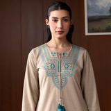 Sahira Beige Embroidered Wool Kurta Set