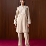 Inay Grey Embroidered Wool Straight Kurta