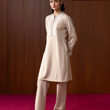 Inay Grey Embroidered Wool Straight Kurta