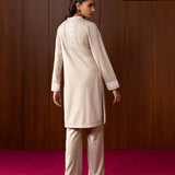 Inay Grey Embroidered Wool Straight Kurta