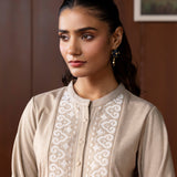 Inay Grey Embroidered Wool Straight Kurta