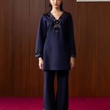 Arisha Navy Embroidered Co-ord Set