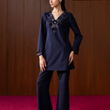 Arisha Navy Embroidered Co-ord Set