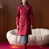 Aurelia Red Double-breasted Long Coat