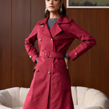 Aurelia Red Double-breasted Long Coat