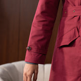 Aurelia Red Double-breasted Long Coat