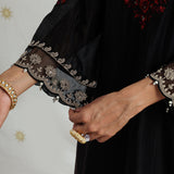 Sawika Black Chanderi Embroidered Suit Set with Dupatta