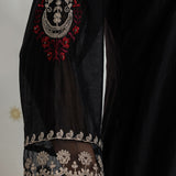 Sawika Black Chanderi Embroidered Suit Set with Dupatta