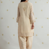 Sawika Cream Chanderi Embroidered Suit Set with Dupatta