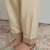 Sawika Cream Chanderi Embroidered Suit Set with Dupatta