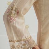 Sawika Cream Chanderi Embroidered Suit Set with Dupatta