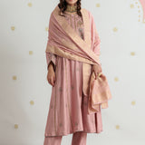 Zoya Dusky Pink Zari Embroidered A-Line Suit Set