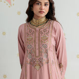 Zoya Dusky Pink Zari Embroidered A-Line Suit Set