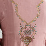 Zoya Dusky Pink Zari Embroidered A-Line Suit Set
