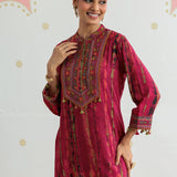 Aaira Mulberry Pink Printed Embroidered Co-ord Set