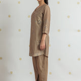Navya Golden Brown Embroidered Kurta Set