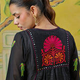Vanya Black Embroidered Panelled Kurta Set