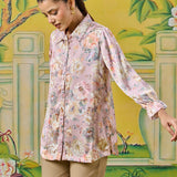Eshara Frosty Pink Floral Printed Shirt