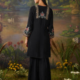 Siyahi Black Emboidered Co-ord Set with Shararas