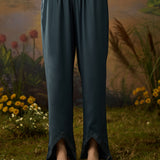 Nayab Olive Green Floral Printed Cotton Linen Straight Suit Set with Dupatta