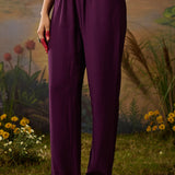 Mahira Deep Purple Zari Embroidered Viscose Straight Kurta Set