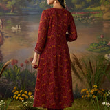 Roohi Rust Floral Printed Chiffon Anarkali Suit Set with Dupatta