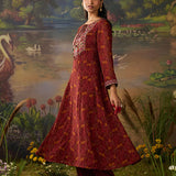 Roohi Rust Floral Printed Chiffon Anarkali Suit Set with Dupatta