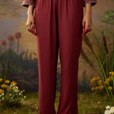 Roohi Rust Floral Printed Chiffon Anarkali Suit Set with Dupatta