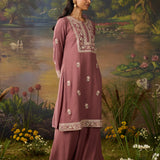 Khanak Pink Zari Embroidered Kurta Set with Dupatta