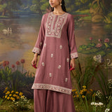 Khanak Pink Zari Embroidered Kurta Set with Dupatta