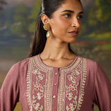 Khanak Pink Zari Embroidered Kurta Set with Dupatta