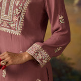 Khanak Pink Zari Embroidered Kurta Set with Dupatta