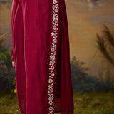 Husna Fuchsia Silk Embroidered Straight Suit Set with Dupatta