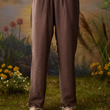 Amira Light Brown Fully Embroidered Satin Co-ord Set