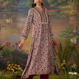 Kainat Maroon Traditional Floral Printed Viscose A-line Suit Set with Dupatta