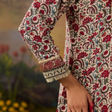 Kainat Maroon Traditional Floral Printed Viscose A-line Suit Set with Dupatta