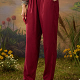 Kainat Maroon Traditional Floral Printed Viscose A-line Suit Set with Dupatta