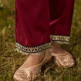 Kainat Maroon Traditional Floral Printed Viscose A-line Suit Set with Dupatta